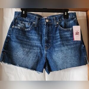Juicy Couture Anna Relaxed Women's Blue Denim Shorts Heart ❤️ Patch Sz 29 (NWT)